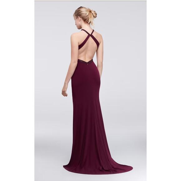 Glamour by Terani Couture Wine Burgundy Beaded ball gown size 2 XS - Picture 2 of 8